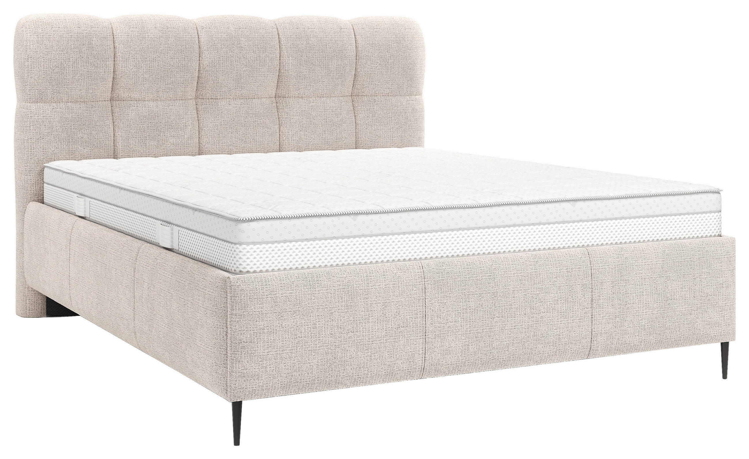 POLSTERBETT gepolstertes Kopfteil, Lattenrost 180/200 cm  in Beige  - Beige/Schwarz, Design, Holz/Textil (180/200cm) - Boxxx