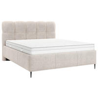 POLSTERBETT gepolstertes Kopfteil, Lattenrost 200/200 cm  in Beige  - Beige/Schwarz, Design, Holz/Textil (200/200cm) - Boxxx
