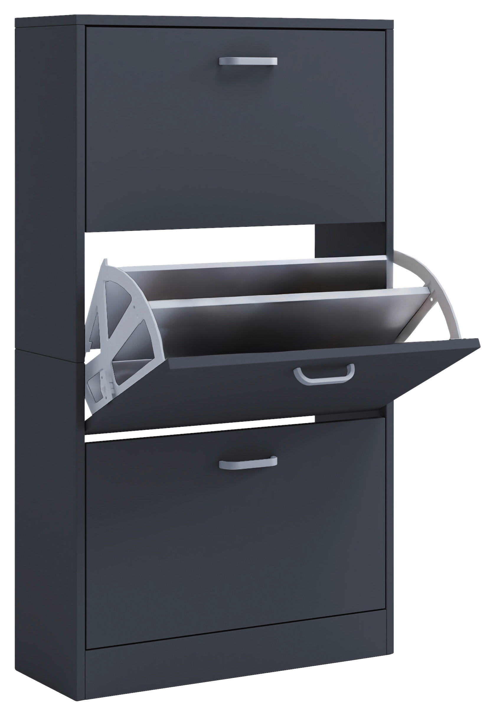 SCHUHSCHRANK Sipos  in 59/105/22 cm  - Anthrazit/Silberfarben, Design, Holzwerkstoff/Kunststoff (59/105/22cm) - MID.YOU