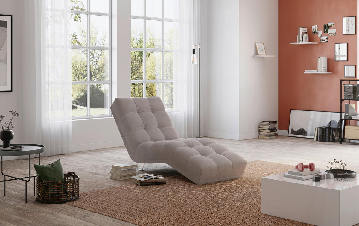 LIEGE ISABELLA in Chenille, Flachgewebe Grau  - Chromfarben/Grau, MODERN, Textil/Metall (68/88/164cm) - MID.YOU