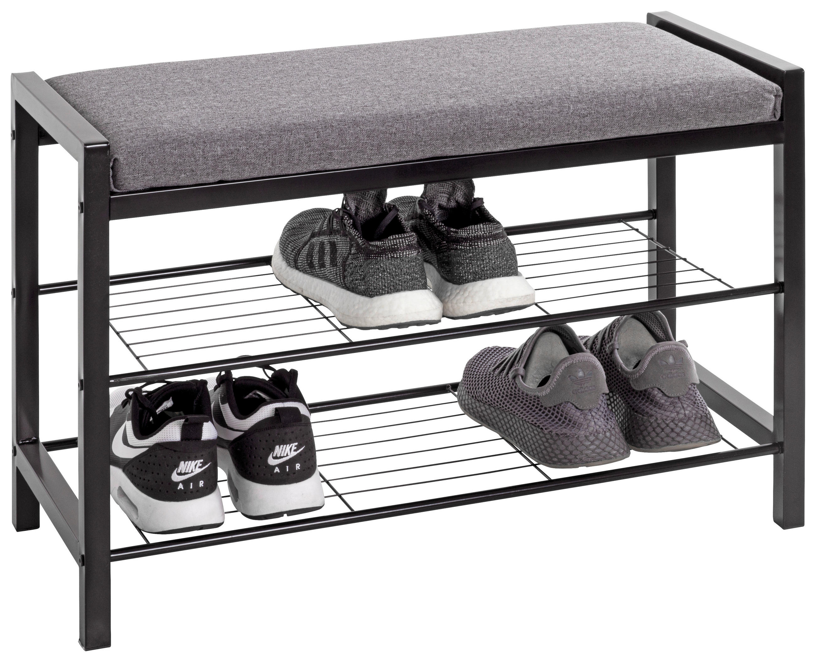 GARDEROBENBANK  in 75/50/32 cm  - Schwarz/Grau, Basics, Textil/Metall (75/50/32cm)