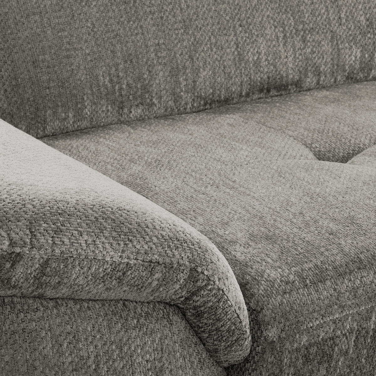 ECKSOFA PRADO Greige Webstoff Bettkasten, Kopfteilverstellung, Sitztiefenverstellung  - Greige/Schwarz, Design, Textil/Metall (268/195cm) - Livetastic