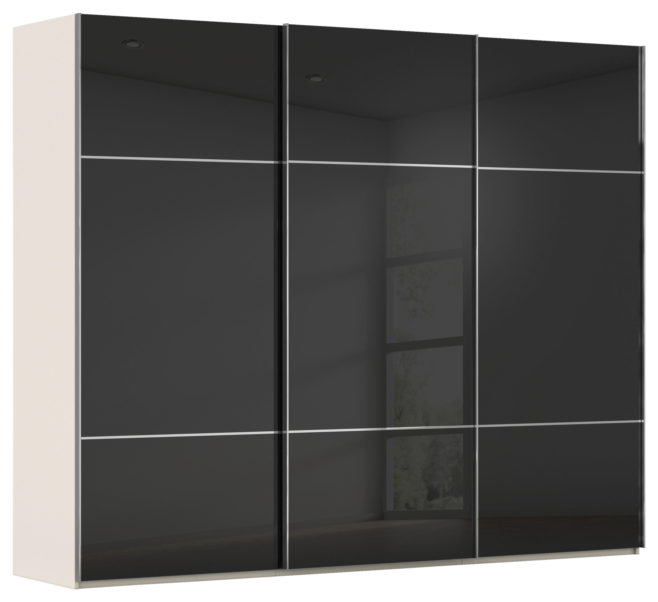 SCHWEBETÜRENSCHRANK  in Schwarz, Champagner  - Chromfarben/Champagner, KONVENTIONELL, Glas/Holzwerkstoff (242/223/68cm) - Novel