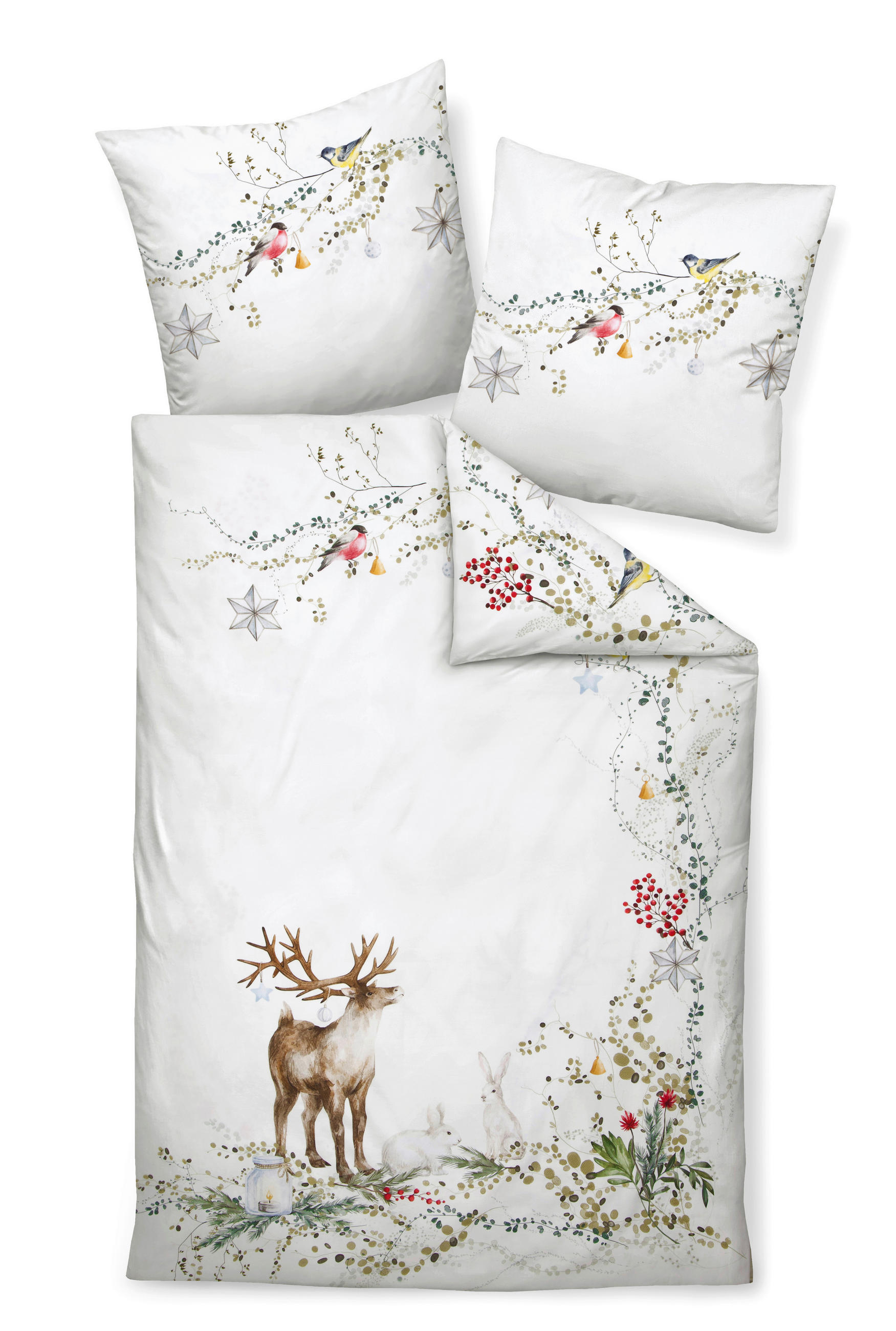 BETTWÄSCHE 155/220 cm Makosatin  - Weiß/Grün, Design, Textil (155/220cm) - Janine