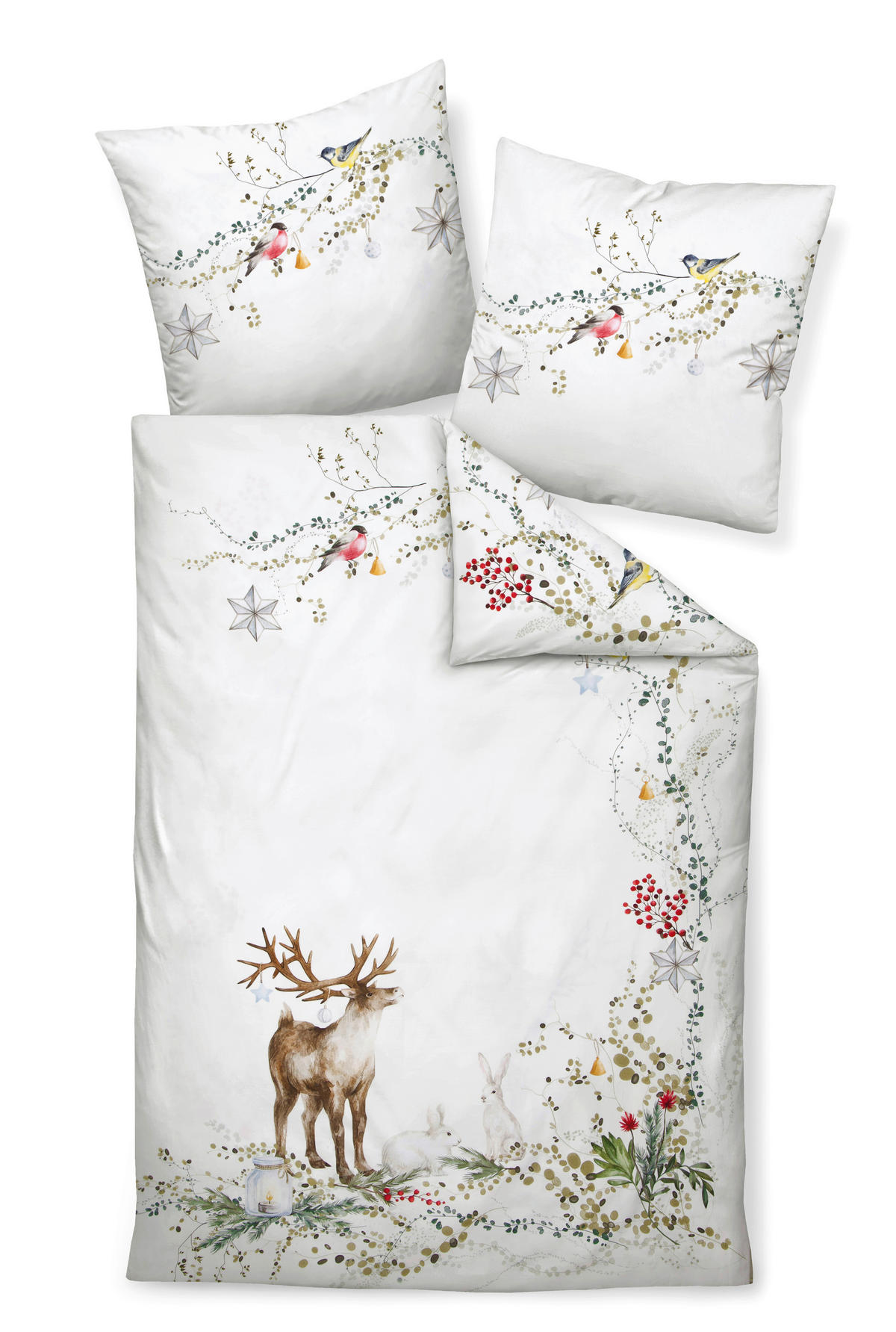 BETTWÄSCHE Makosatin 135/200 cm  - Weiß/Grün, Design, Textil (135/200cm) - Janine