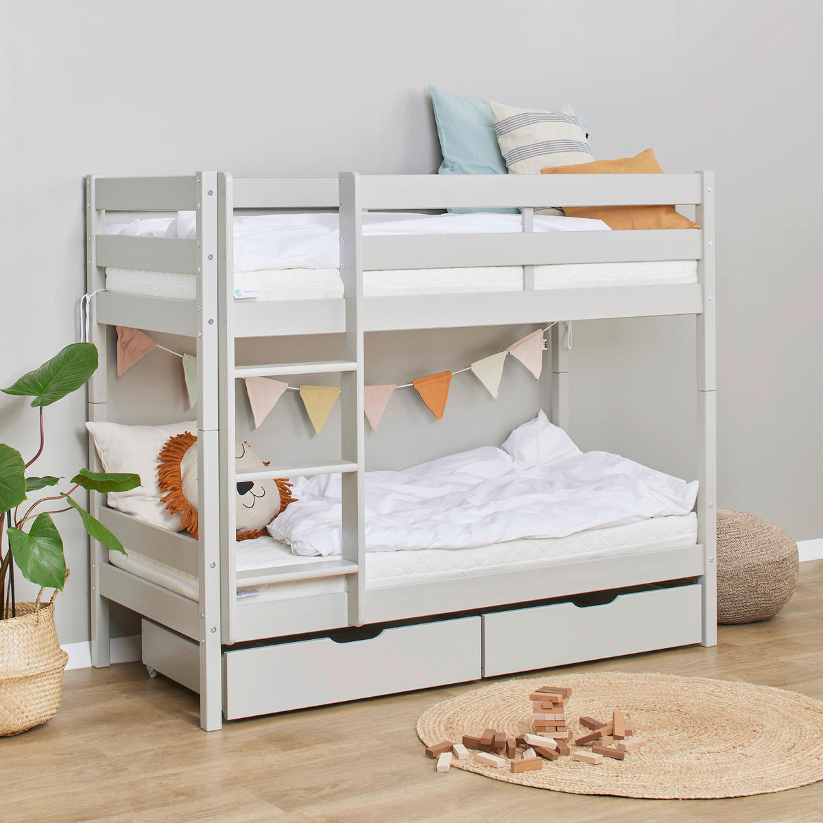 ETAGENBETT - Naturfarben/Grau, MODERN, Holz (70/160cm) - MID.YOU