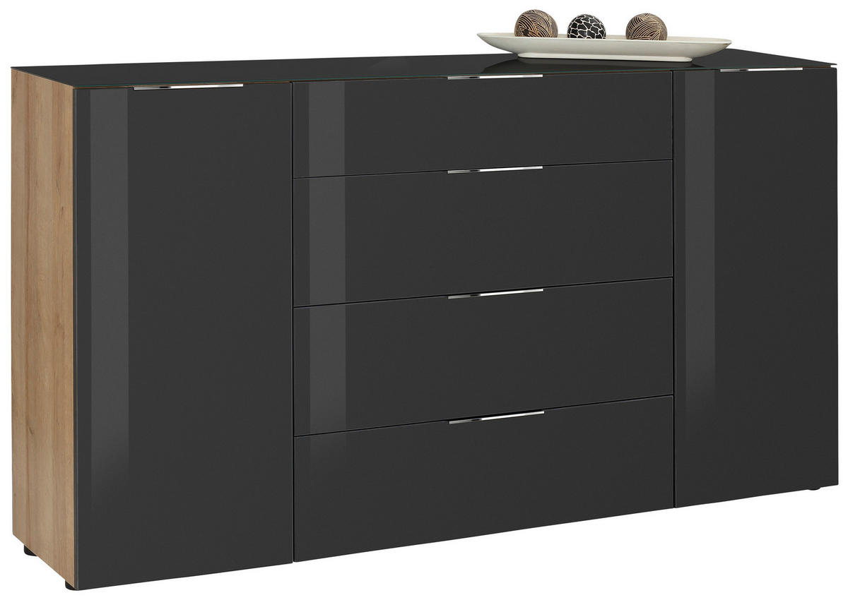 SIDEBOARD Anthrazit, Eichefarben Einlegeboden