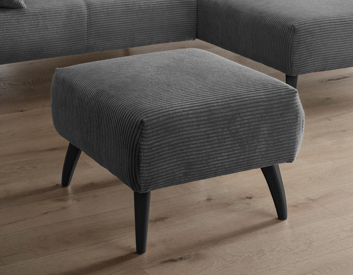 HOCKER Cord Buche, Fichte, Kiefer Grau  - Schwarz/Grau, MODERN, Holz/Textil (66/44/66cm) - MID.YOU