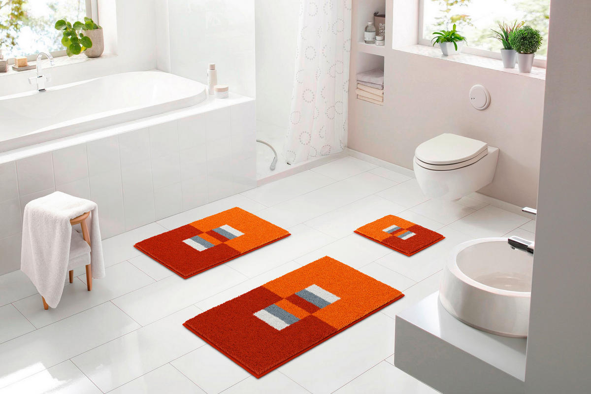 KÚPEĽŇOVÁ PREDLOŽKA, 60/90 cm - oranžová, Basics, textil/plast (60/90cm) - Grund