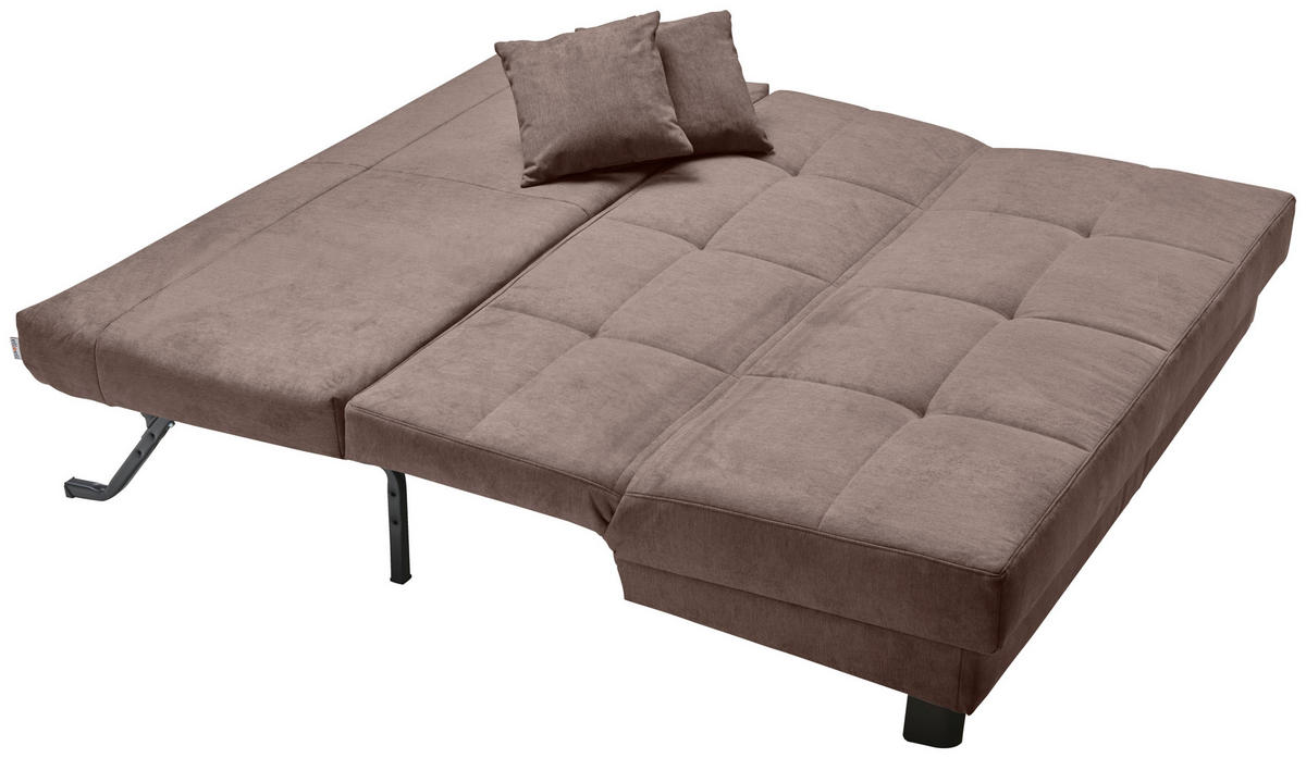 SCHLAFSOFA Mikrovelours Dunkelbraun  - Dunkelbraun/Schwarz, KONVENTIONELL, Textil/Metall (185/85/100cm) - Carryhome