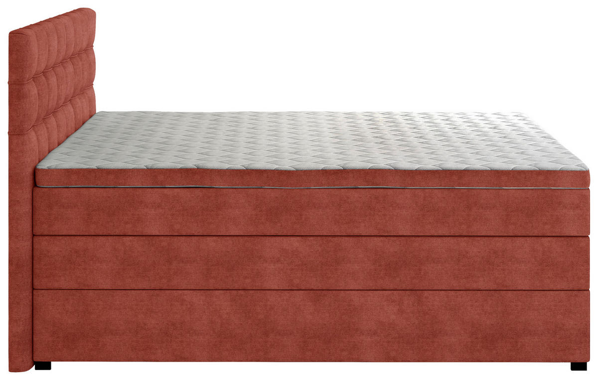 BOXSPRINGBETT 140/200 cm,  in Rot, Matratze, Bettkasten, Topper, H3 = fest  - Rot/Schwarz, KONVENTIONELL, Kunststoff/Textil (140/200cm) - Boxxx