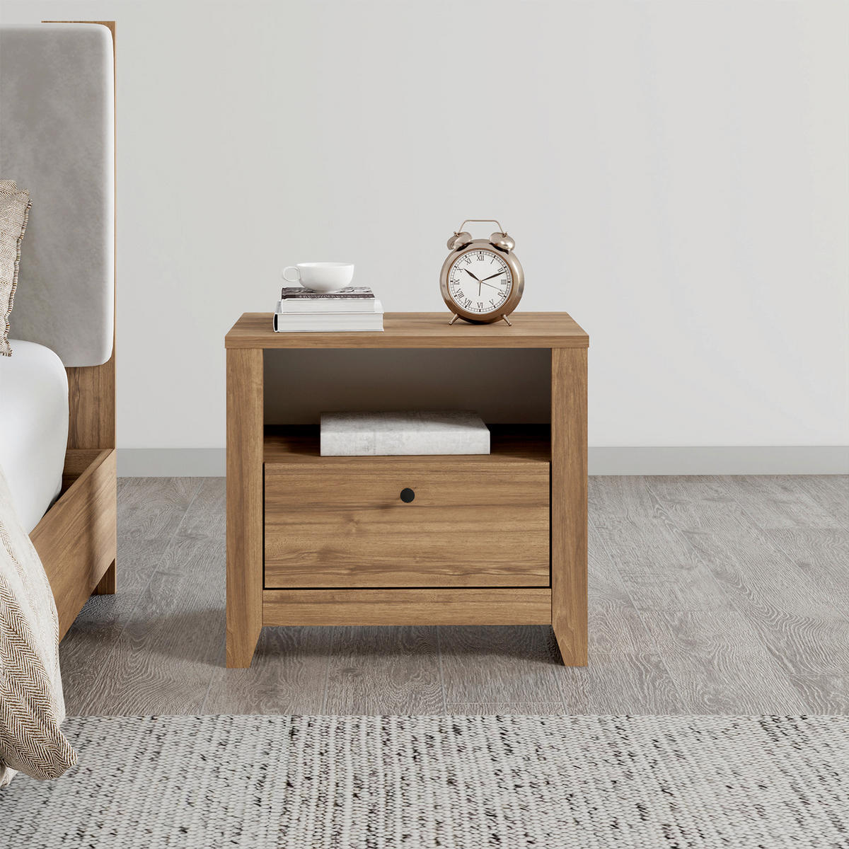 NATTDUKSBORD i valnötsfärgad  - vit/valnötsfärgad, Design, trämaterial (55/35/50cm) - Livetastic