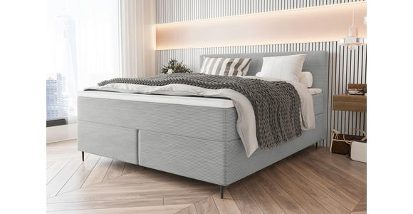 BOXSPRINGBETT 180/200 cm  in Hellgrau  - Hellgrau/Schwarz, KONVENTIONELL, Textil/Metall (180/200cm) - Carryhome