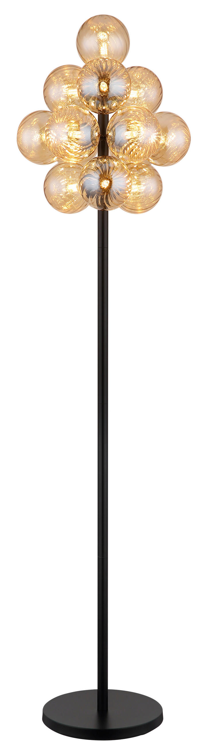 STEHLEUCHTE 39,5/160 cm    - Schwarz/Orange, Design, Glas/Kunststoff (39,5/160cm)