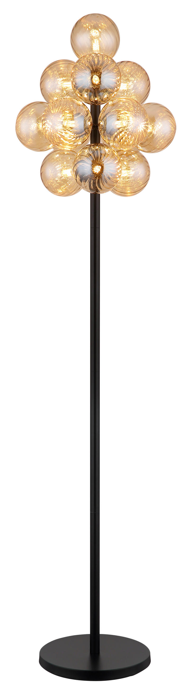 STEHLEUCHTE 39,5/160 cm    - Schwarz/Orange, Design, Glas/Kunststoff (39,5/160cm)