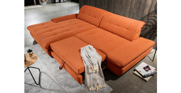 ECKSOFA in Mikrofaser Orange  198/290 cm  - Schwarz/Orange, Design, Textil/Metall (198/290cm) - Xora