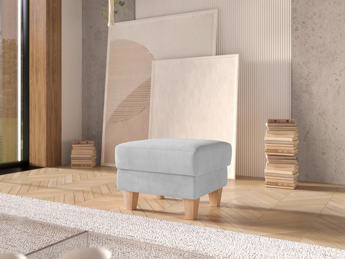 HOCKER in Textil Silberfarben  - Eichefarben/Silberfarben, KONVENTIONELL, Holz/Textil (58/48/58cm) - Sit & More