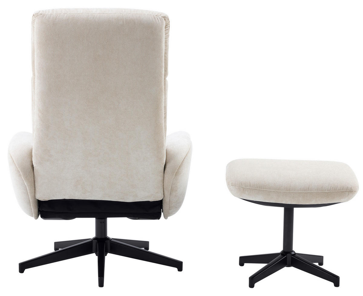 RELAXSESSELSET BASTY Webstoff Hocker    - Beige/Schwarz, Design, Textil/Metall (75/107/77cm) - Livetastic