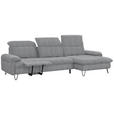 ECKSOFA in Chenille Grau  - Schwarz/Grau, LIFESTYLE, Textil/Metall (310/180cm) - Valnatura