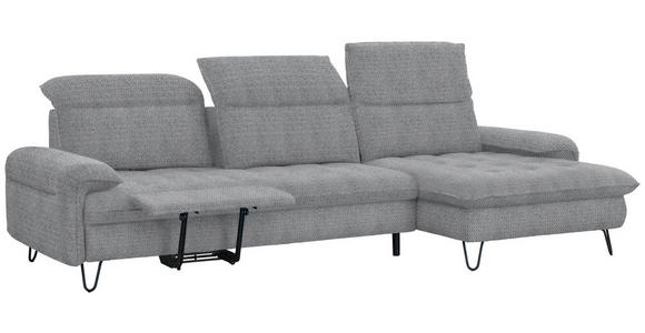 ECKSOFA in Chenille Grau  - Schwarz/Grau, LIFESTYLE, Textil/Metall (310/180cm) - Valnatura