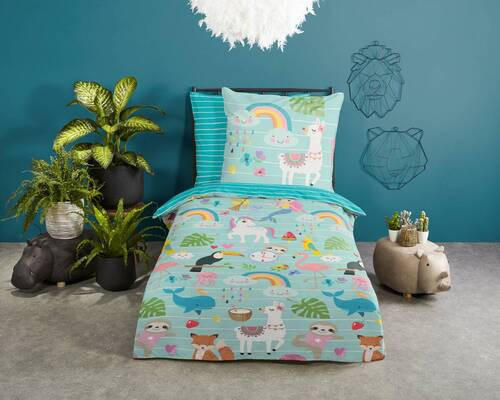 KINDERBETTWÄSCHE Festen Renforcé 135/200 cm  - Türkis/Blau, Design, Textil (135/200cm)
