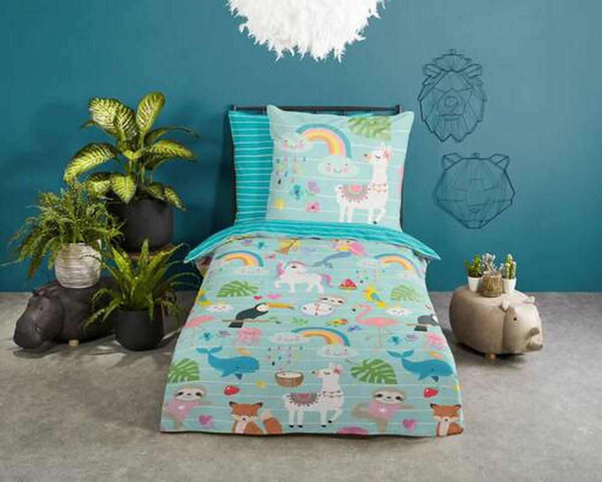KINDERBETTWÄSCHE Festen Renforcé 135/200 cm  - Türkis/Blau, Design, Textil (135/200cm)