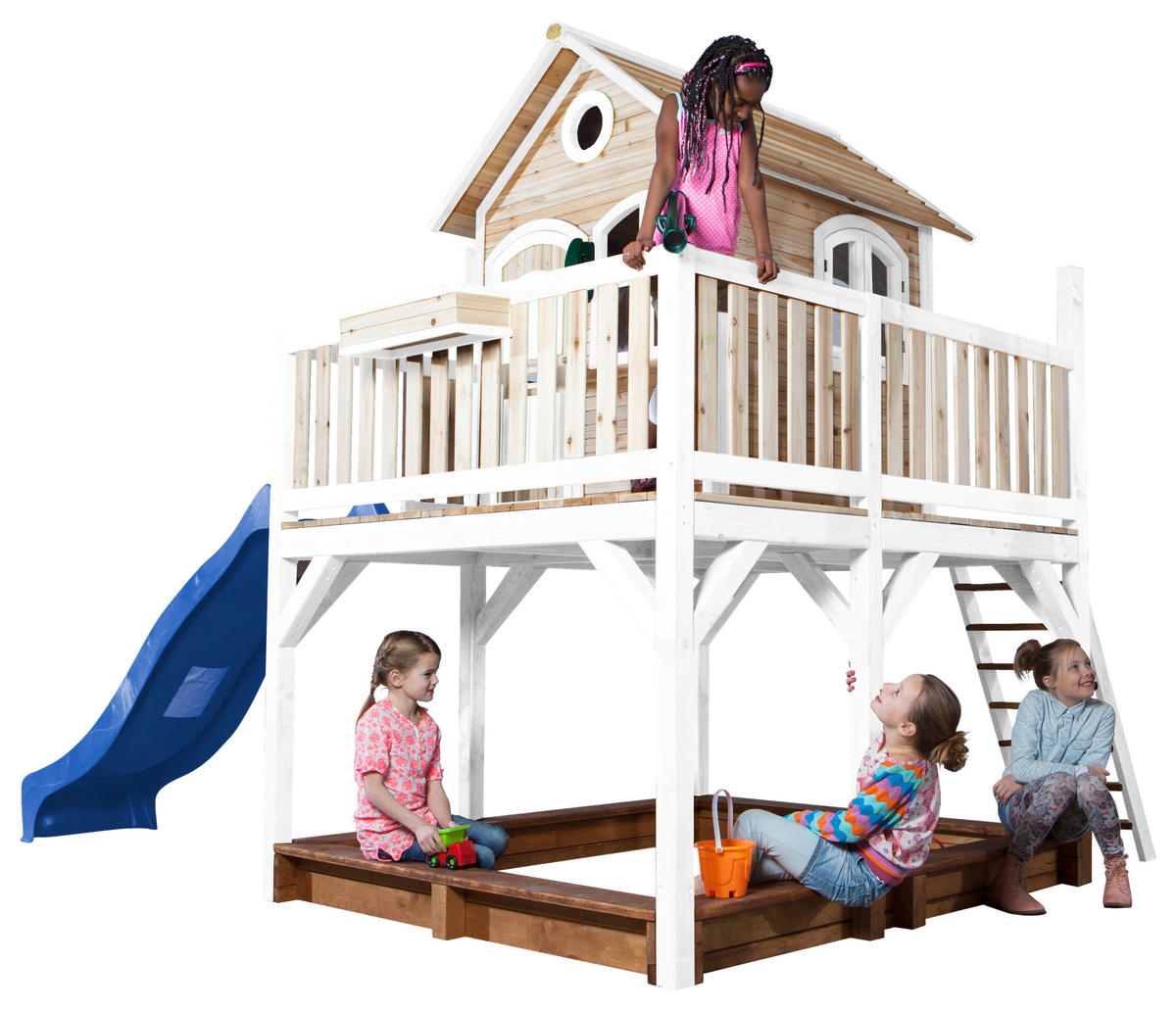 SPIELTURM 377/291/255 cm  - Blau/Braun, KONVENTIONELL, Holz (377/291/255cm) - Ambia Garden