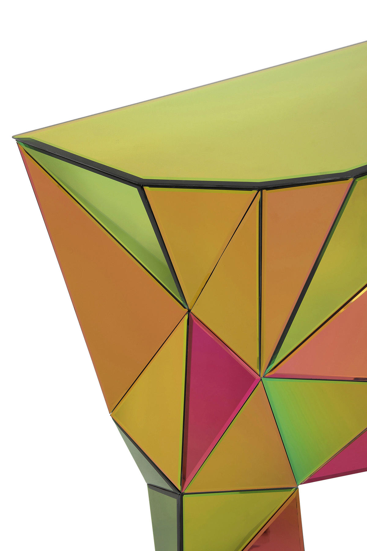 KONSOLE Eukalyptusholz Orange, Pink  - Pink/Orange, Design, Glas/Holz (127/81/39cm) - Kare-Design