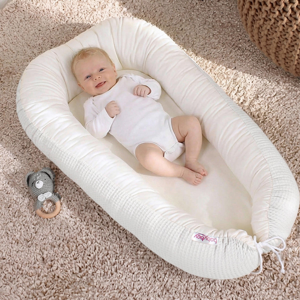 KUSCHELNEST babybay Kuschelnest Waffelpiqué  90/50/13 cm   - Weiß, Basics, Textil (90/50/13cm) - Babybay