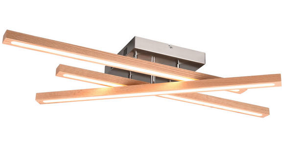 LED-DECKENLEUCHTE 100/25/12,5 cm   - Eichefarben, LIFESTYLE, Holz/Kunststoff (100/25/12,5cm) - Novel