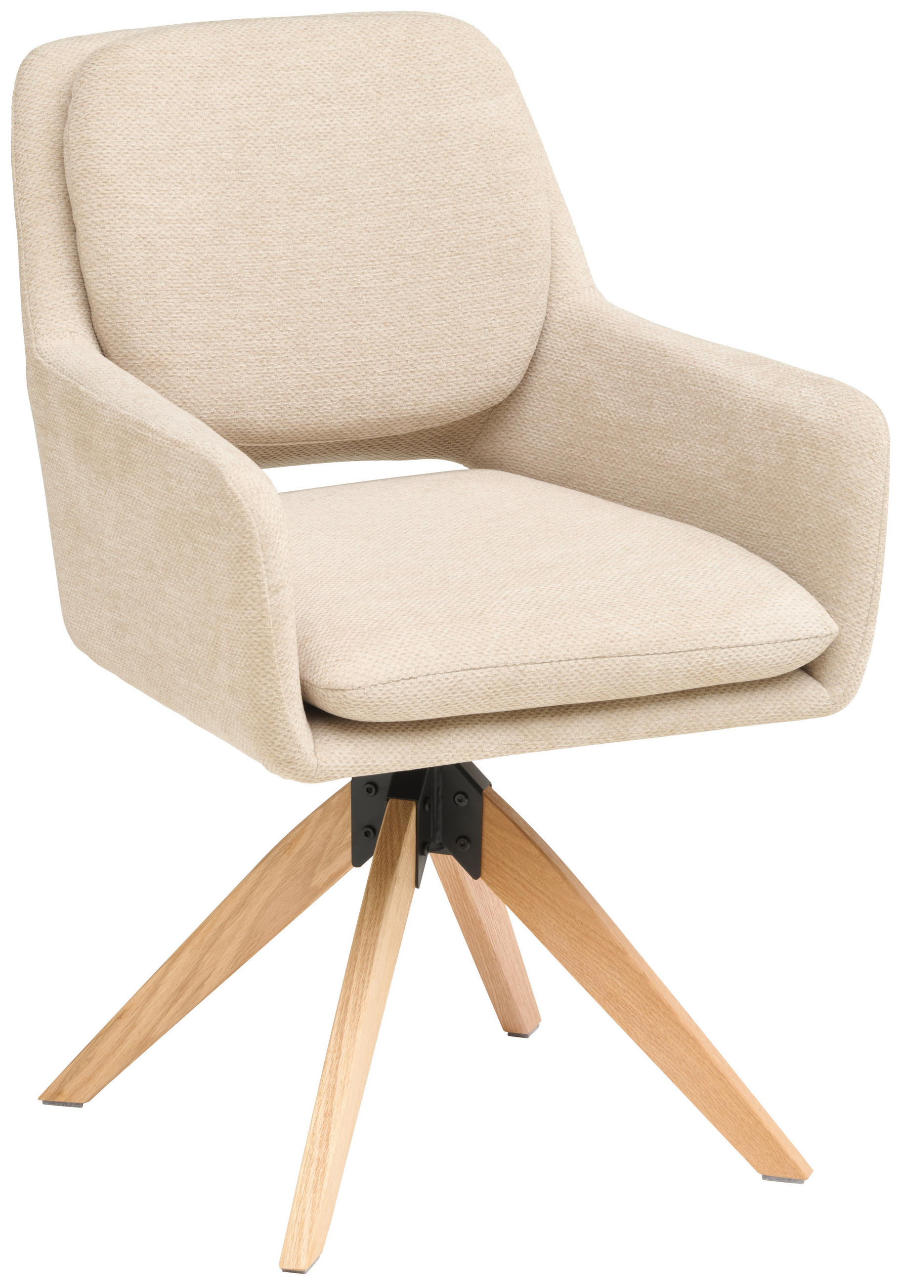 ARMLEHNSTUHL  in Eisen Webstoff  - Beige/Naturfarben, KONVENTIONELL, Holz/Textil (59/89/65cm) - Livetastic