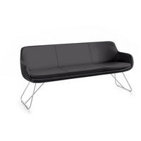 SITZBANK 180/87/65 cm Echtleder Schwarz Metall  - Edelstahlfarben/Schwarz, Design, Leder/Metall (180/87/65cm) - Musterring