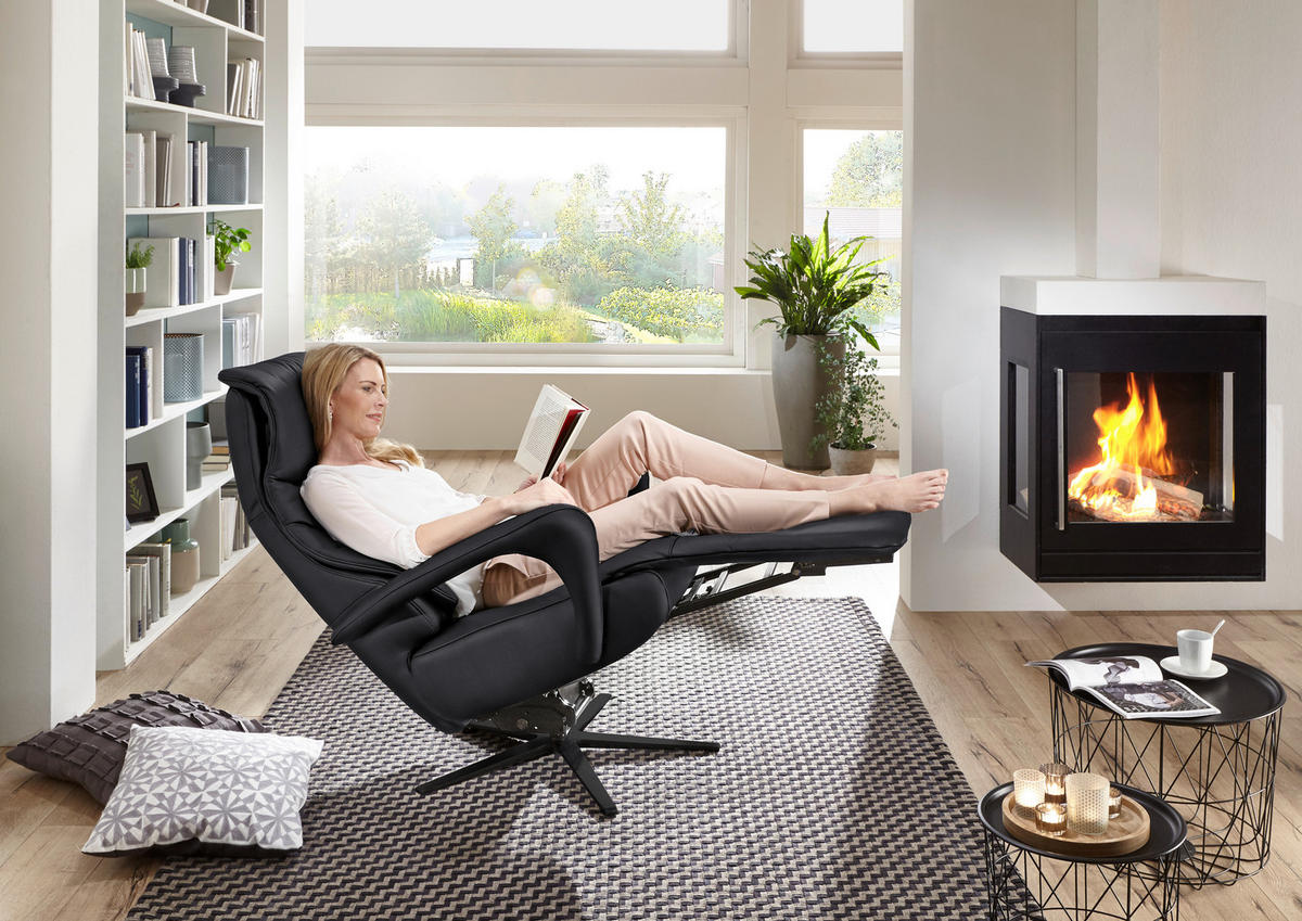RELAXSESSEL in Leder Anthrazit  - Anthrazit/Schwarz, Design, Leder/Metall (75/106/88cm) - Dieter Knoll