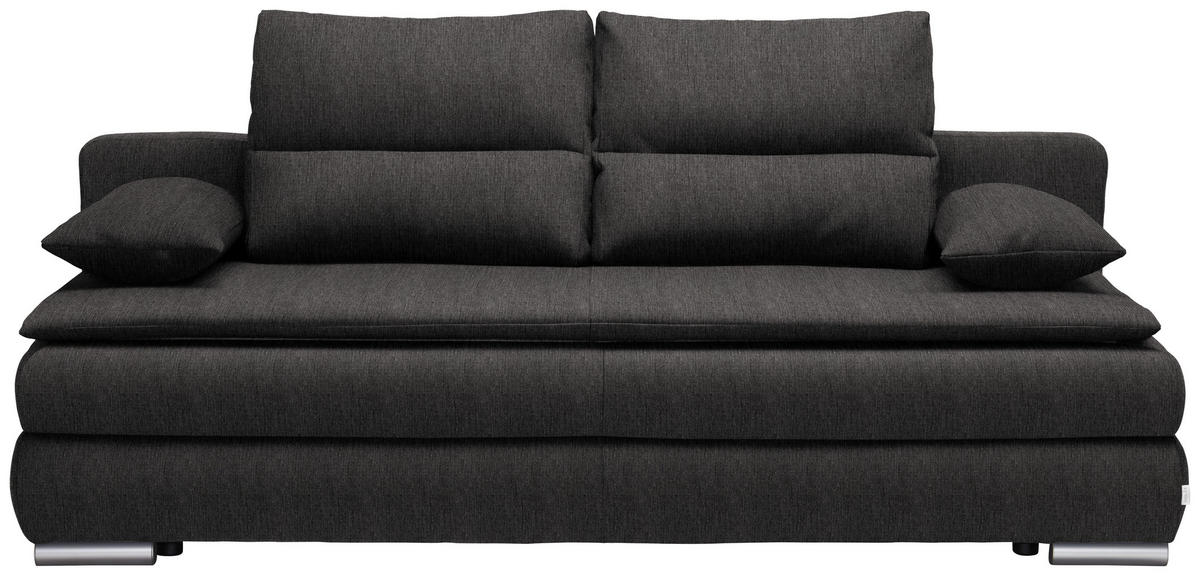 SCHLAFSOFA  in Webstoff Dunkelgrau  - Dunkelgrau/Silberfarben, KONVENTIONELL, Kunststoff/Textil (207/94/90cm) - Venda