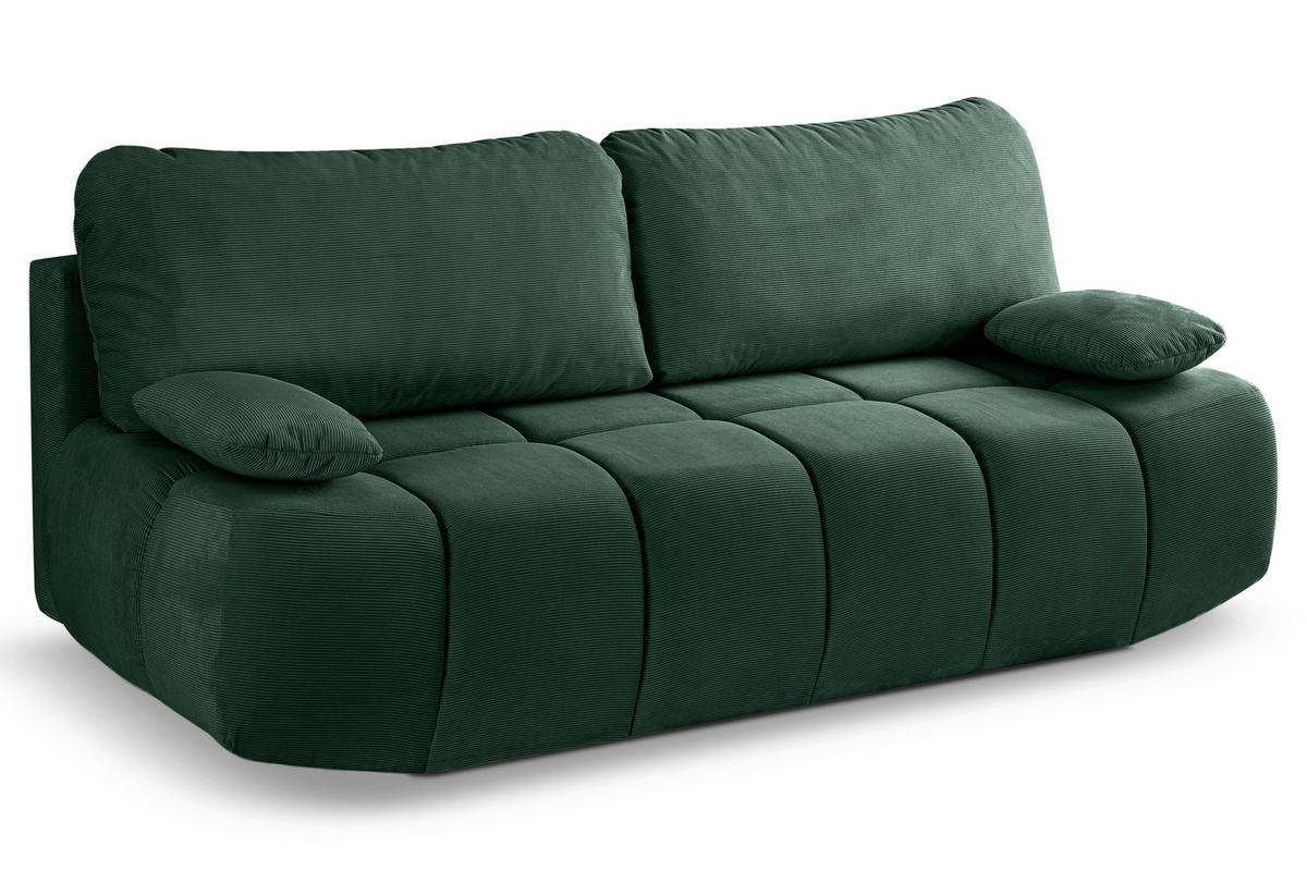 SCHLAFSOFA LAUDER  mit Cord Smaragdgrün  - Smaragdgrün/Schwarz, Basics, Kunststoff/Textil (207/93/105cm) - MID.YOU