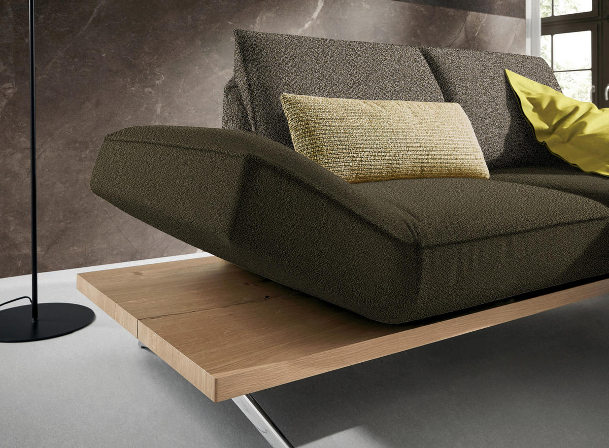 ECKSOFA in Flachgewebe Grün, Olivgrün  240/132 cm  - Chromfarben/Olivgrün, Design, Holz/Textil (240/132cm) - Koinor