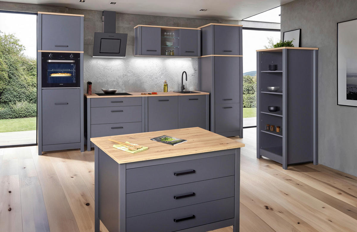 HÄNGESCHRANK 130,3/57,5/33 cm  - Anthrazit/Schwarz, MODERN, Glas/Holzwerkstoff (130,3/57,5/33cm) - home24