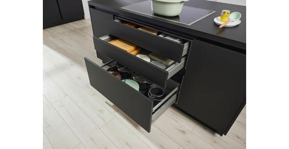 EINBAUKÜCHE - Eichefarben/Schwarz, Design, Holzwerkstoff - Dieter Knoll
