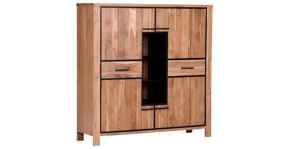 HIGHBOARD  in 150/150/44 cm  - Schwarz/Akaziefarben, LIFESTYLE, Glas/Holz (150/150/44cm) - Landscape