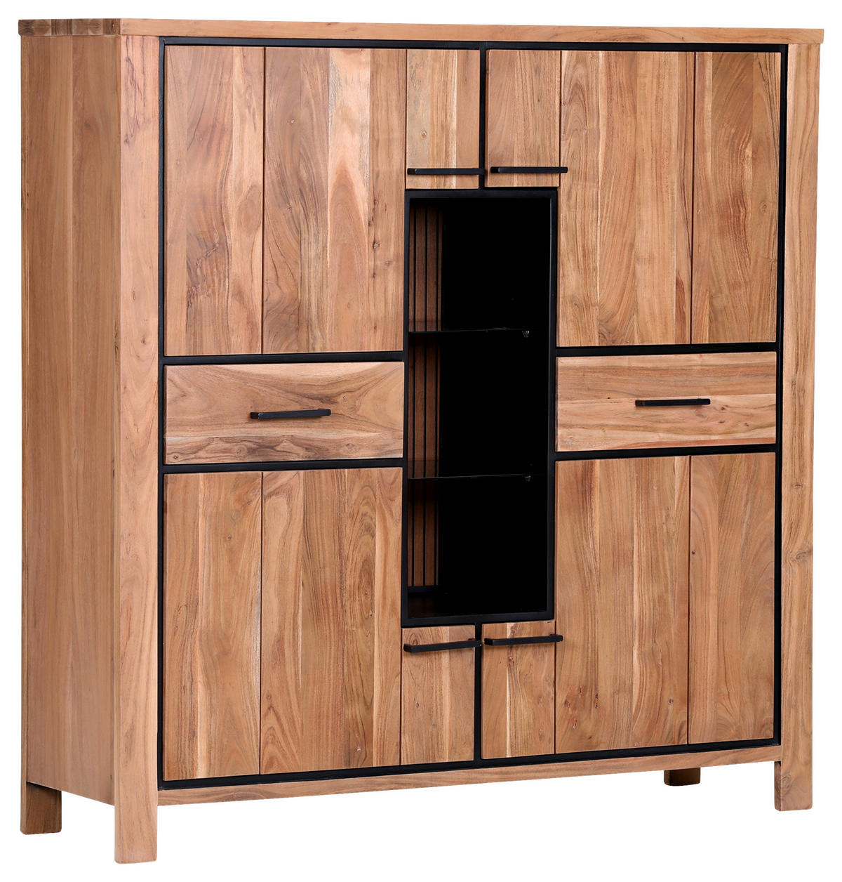 HIGHBOARD  in 150/150/44 cm  - Schwarz/Akaziefarben, LIFESTYLE, Glas/Holz (150/150/44cm) - Landscape