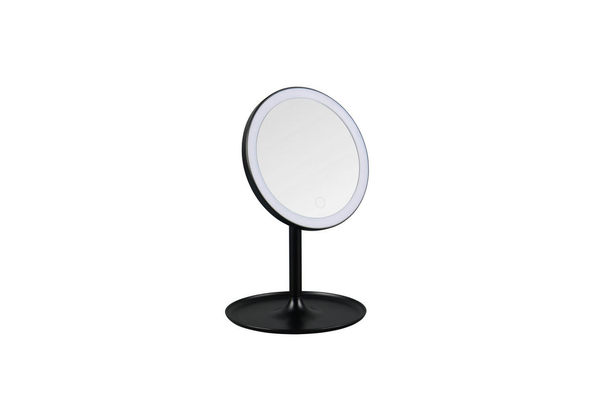 LEUCHTSPIEGEL 18/28,5/18 cm  - Schwarz, Basics, Glas/Kunststoff (18/28,5/18cm) - Milino
