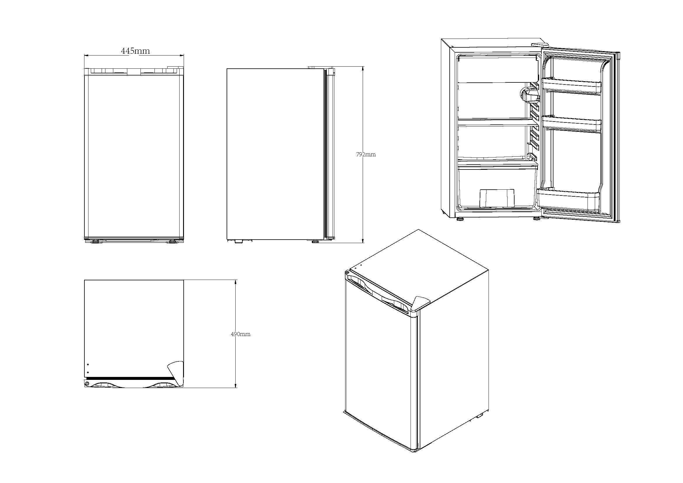 Thumbnail - Atrigo Kühlschrank, Schwarz, Metall, Kunststoff, 1 Schublade(n) Schubladen, E, 49x79.2x44.5 cm, RoHS, Lfgb, Reach, CE, C...