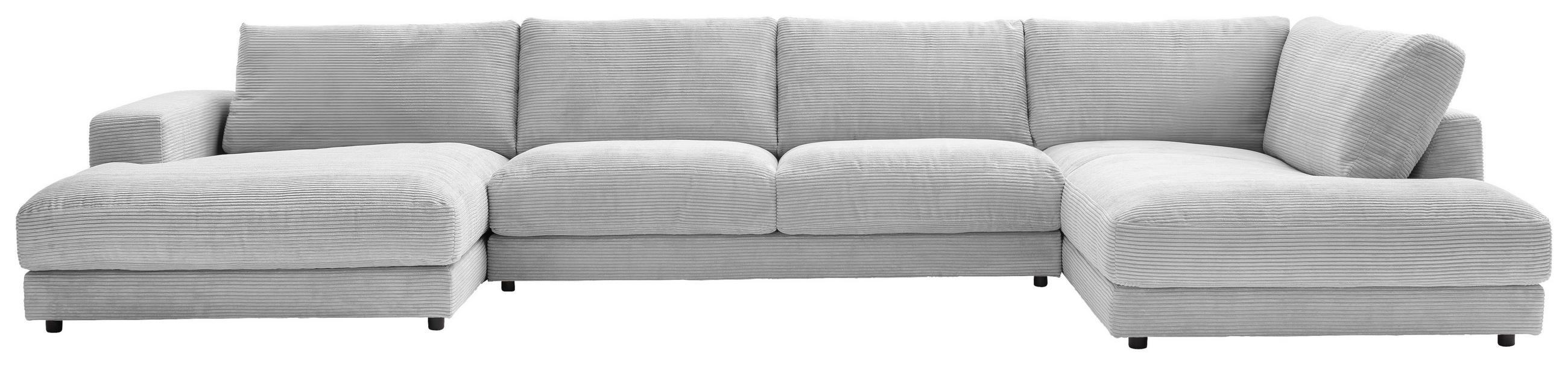 WOHNLANDSCHAFT in Cord Grau  - Schwarz/Grau, Design, Kunststoff/Textil (190/425/224cm) - Hom`in
