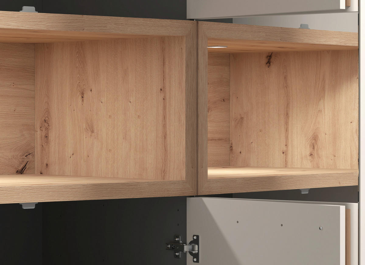 KLEIDERSCHRANK 179/226,5/56,5 cm,  in Kaschmir, Eiche Artisan, 6-türig  - Kaschmir/Beigebraun, MODERN, Glas/Holzwerkstoff (179/226,5/56,5cm) - MID.YOU