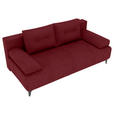 SCHLAFSOFA  mit Liegefunktion Velours Weinrot  - Weinrot/Schwarz, KONVENTIONELL, Textil/Metall (200/98/90cm) - Carryhome