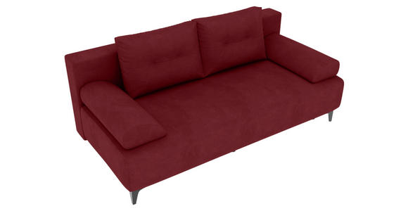 SCHLAFSOFA  mit Liegefunktion Velours Weinrot  - Weinrot/Schwarz, KONVENTIONELL, Textil/Metall (200/98/90cm) - Carryhome