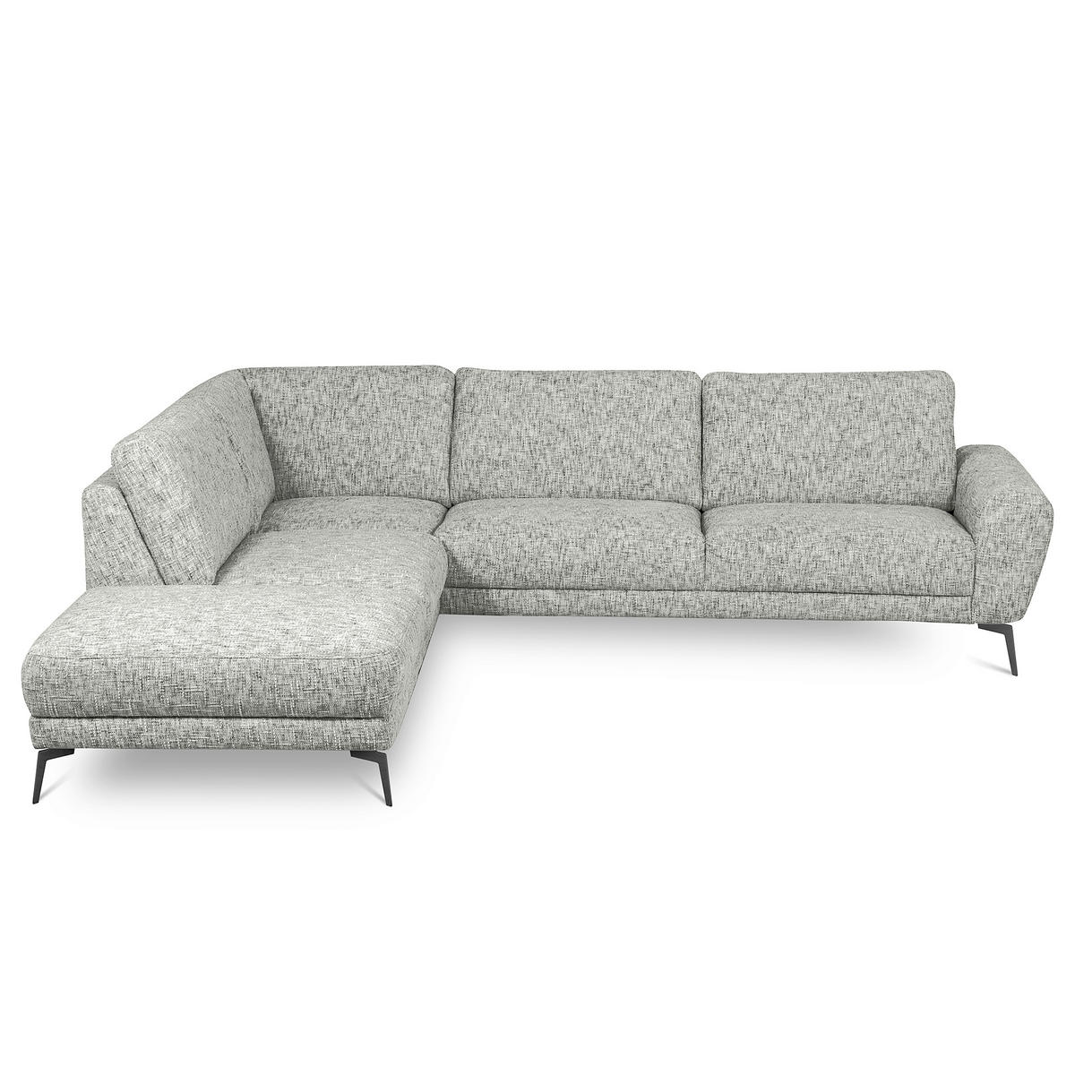 ECKSOFA SPRING Grau Webstoff Zierkissen  - Schwarz/Grau, Design, Textil/Metall (250/273cm) - Livetastic