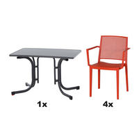 GARTENGARNITUR 5-teilig Stahl  - Anthrazit/Rot, Basics, Kunststoff/Metall (70/80/110cm) - Siena Garden