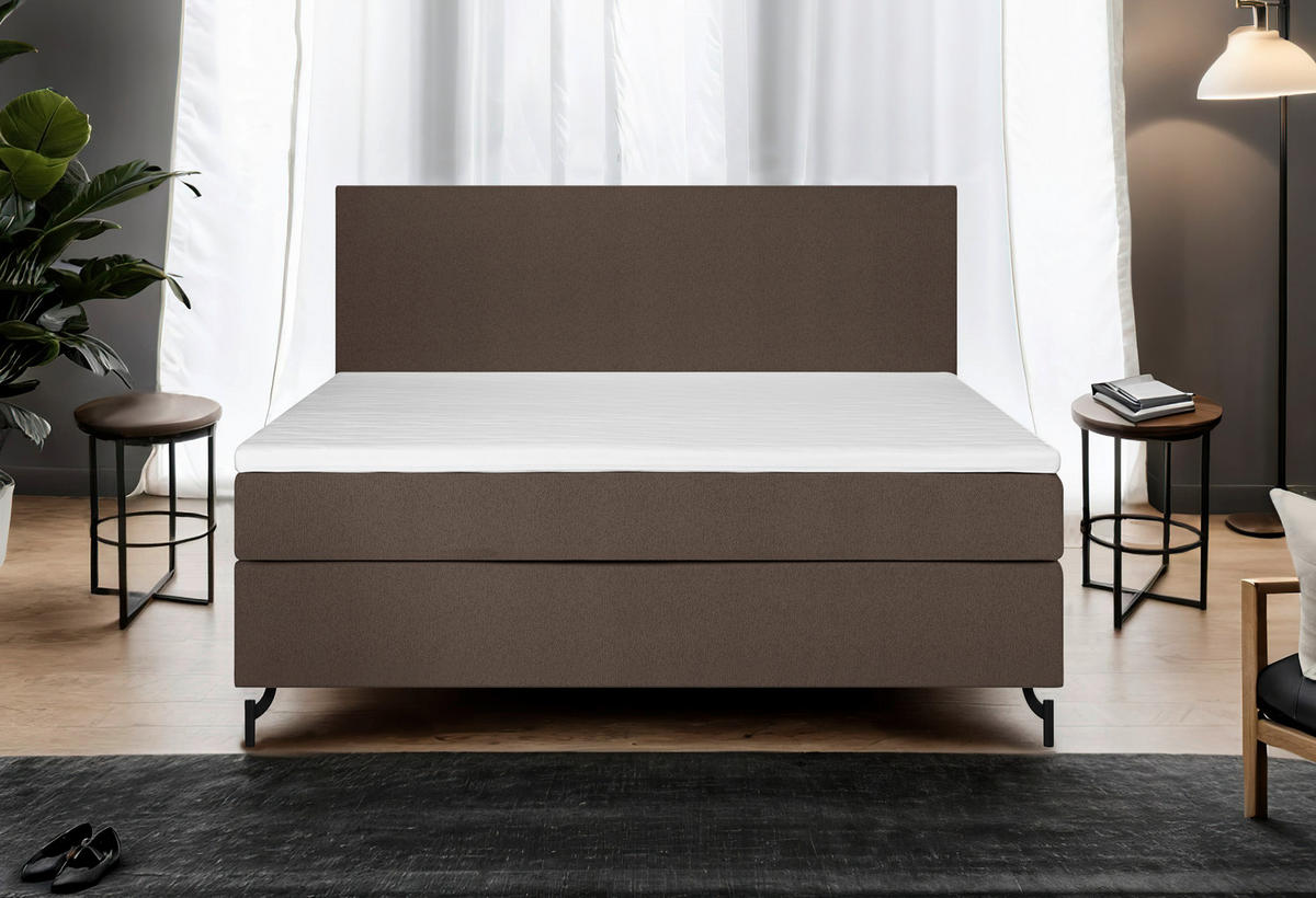 BOXSPRINGBETT 180/200 cm  in Braun  - Schwarz/Braun, Modern, Textil (180/200cm) - MID.YOU