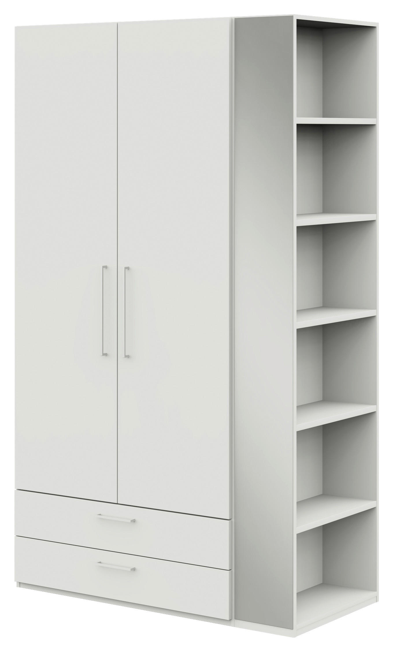 KLEIDERSCHRANK 2-türig Weiß  - Edelstahlfarben/Weiß, Design, Holzwerkstoff/Metall (126,3/213,6/59,3cm) - Cantus